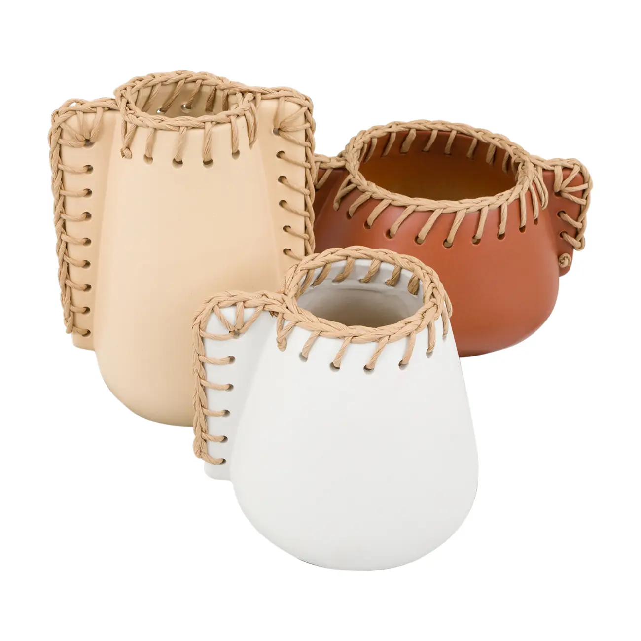 VASO JARRA DECORATIVA 17 CM CROCHETANDO - BRANCO/FIBRA CLARA - Foto 4