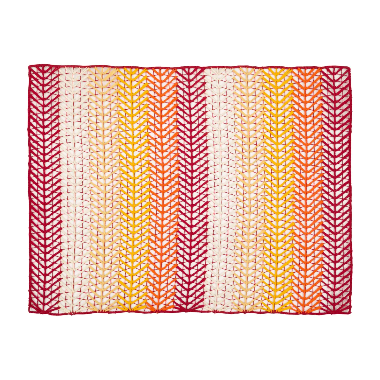 LUGAR AMERICANO 45 CM X 35 CM BORDADO FILÉ DEGRADÊ - VERMELHO/AMARELO - Foto 1