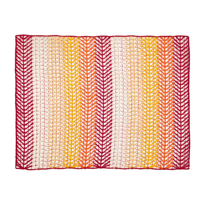 LUGAR AMERICANO 45 CM X 35 CM BORDADO FILÉ DEGRADÊ - VERMELHO/AMARELO - Foto 1