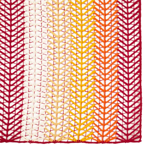 LUGAR AMERICANO 45 CM X 35 CM BORDADO FILÉ DEGRADÊ - VERMELHO/AMARELO - Foto 2