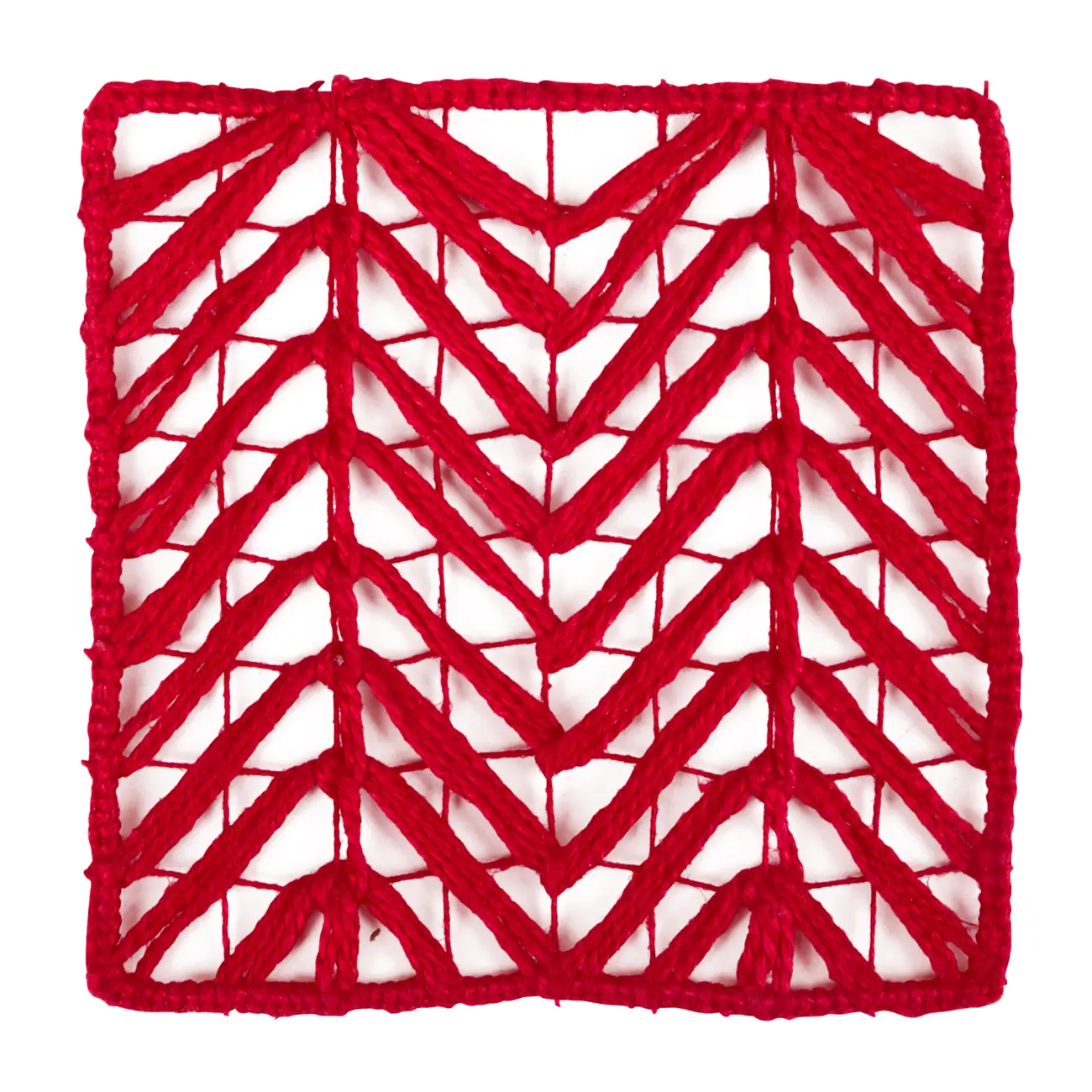 PORTA-COPOS CONJUNTO 4 PEÇAS BORDADO FILÉ - VERMELHO - Foto 2