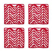 PORTA-COPOS CONJUNTO 4 PEÇAS BORDADO FILÉ - VERMELHO - Foto 3