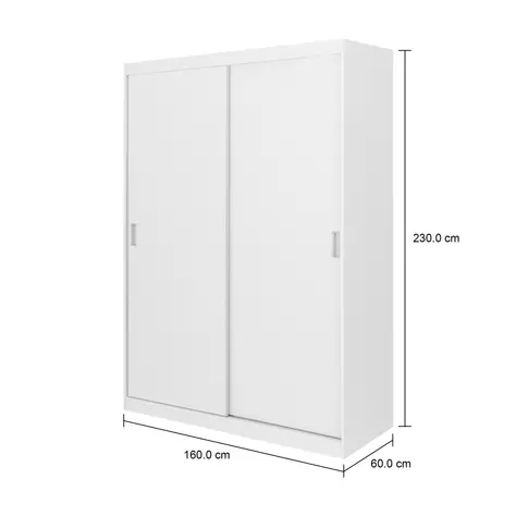 Imagem com medidas do produto GUARDA-ROUPA 2 PORTAS DE CORRER 1,60 M FLOW