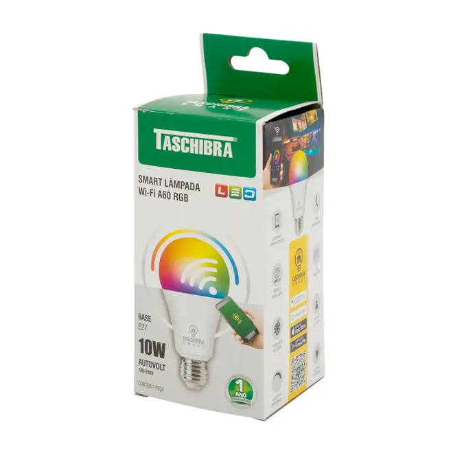 LÂMPADA LED BULBO INTELIGENTE RGB A60 E27 10W 127 220V TASCHIBRA - BRANCO/MULTICOR - Foto 2