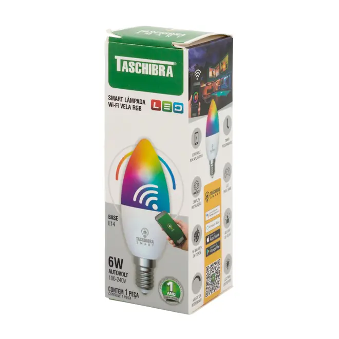 LÂMPADA VELA INTELIGENTE RGB E14 E27 6W 127 220V TASCHIBRA - BRANCO/MULTICOR - Foto 2