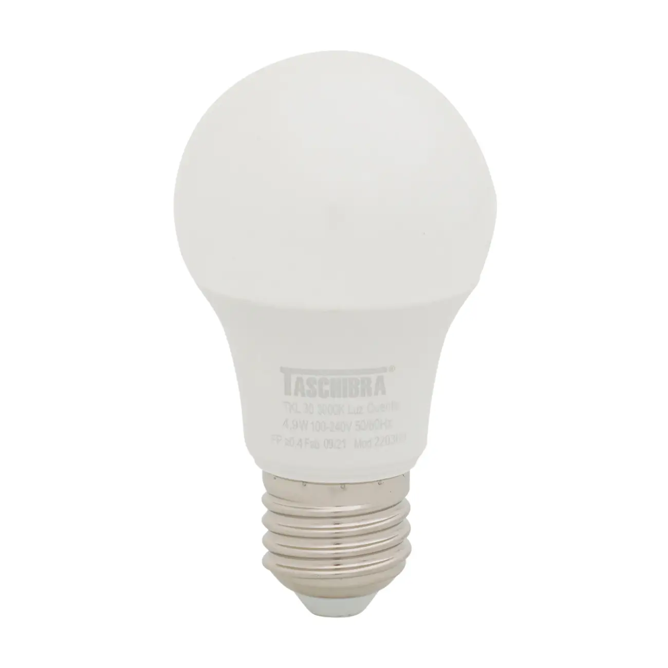 LÂMPADA LED BULBO A60 E27 4,9W 3000K 127 220V LUZ AMARELA TASCHIBRA - BRANCO - Foto 1