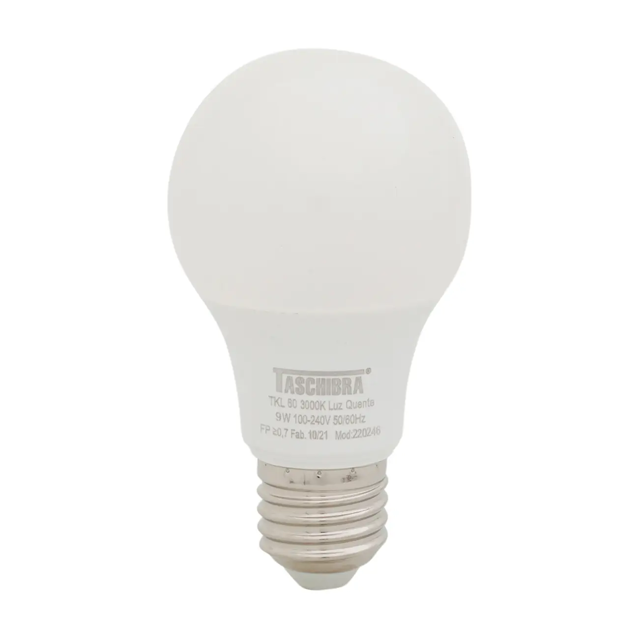 LÂMPADA LED BULBO A60 E27 9W 3000K 127 220V LUZ AMARELA TASCHIBRA - BRANCO - Foto 1