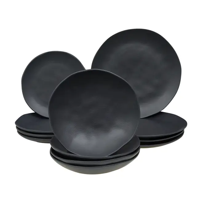 APARELHO DE JANTAR 12 PEÇAS GEO ORGÂNICO - PRETO - Foto 1