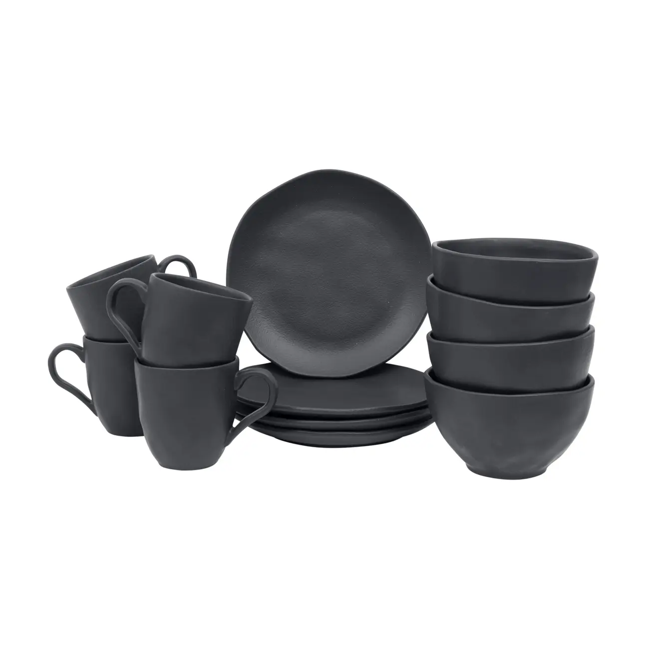KIT BRUNCH 12 PEÇAS GEO ORGÂNICO - PRETO - Foto 1