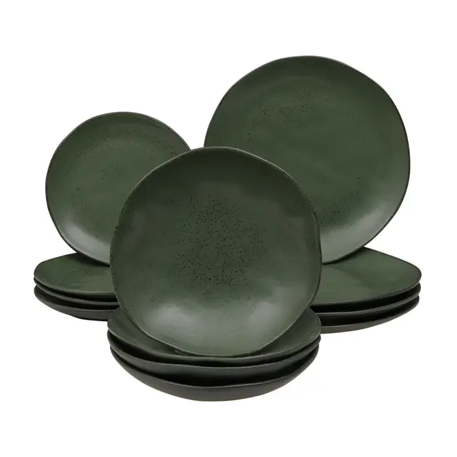 APARELHO DE JANTAR 12 PEÇAS GEO ORGÂNICO - VERDE ESCURO - Foto 1