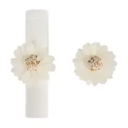 ARGOLA PARA GUARDANAPO COM 2 ESCAMA DE PEIXE MARGARIDA - BRANCO/FIBRA CLARA - Foto 1