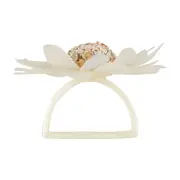 ARGOLA PARA GUARDANAPO COM 2 ESCAMA DE PEIXE MARGARIDA - BRANCO/FIBRA CLARA - Foto 3