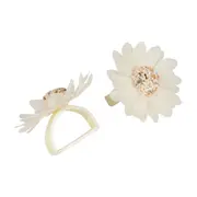 ARGOLA PARA GUARDANAPO COM 2 ESCAMA DE PEIXE MARGARIDA - BRANCO/FIBRA CLARA - Foto 4