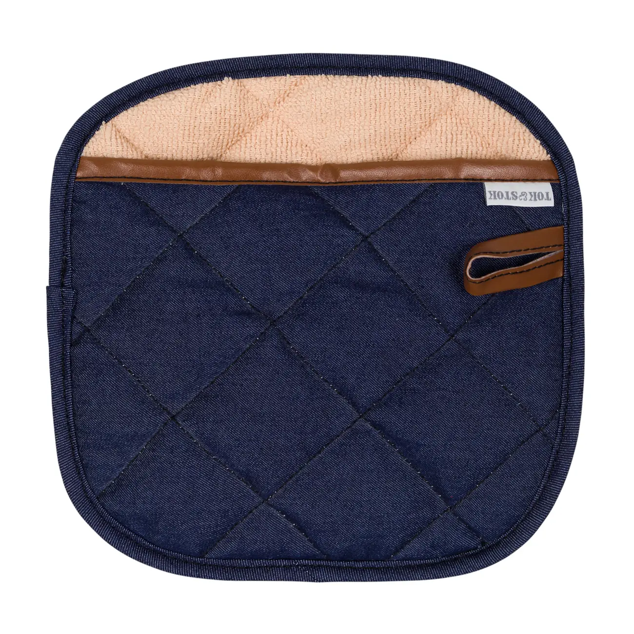 LUVA FORNO COM PEGADOR THE BEST CHEF - JEANS AZUL/MARROM - Foto 3