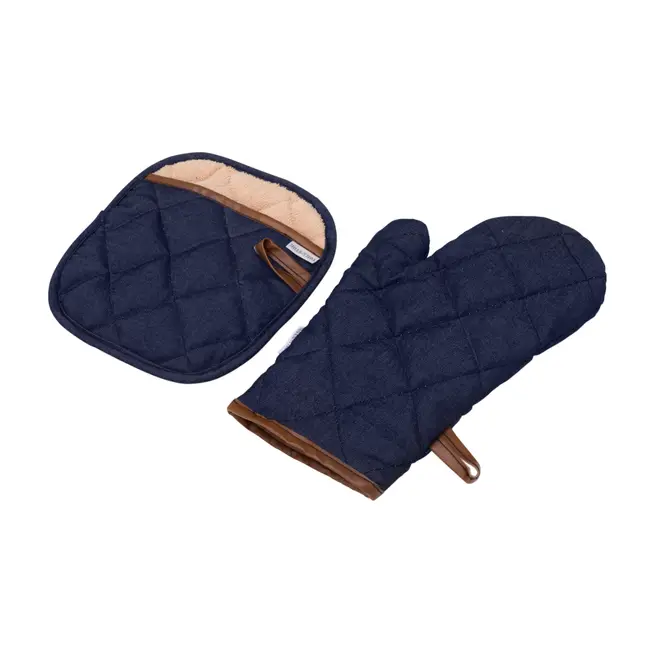 LUVA FORNO COM PEGADOR THE BEST CHEF - JEANS AZUL/MARROM - Foto 6