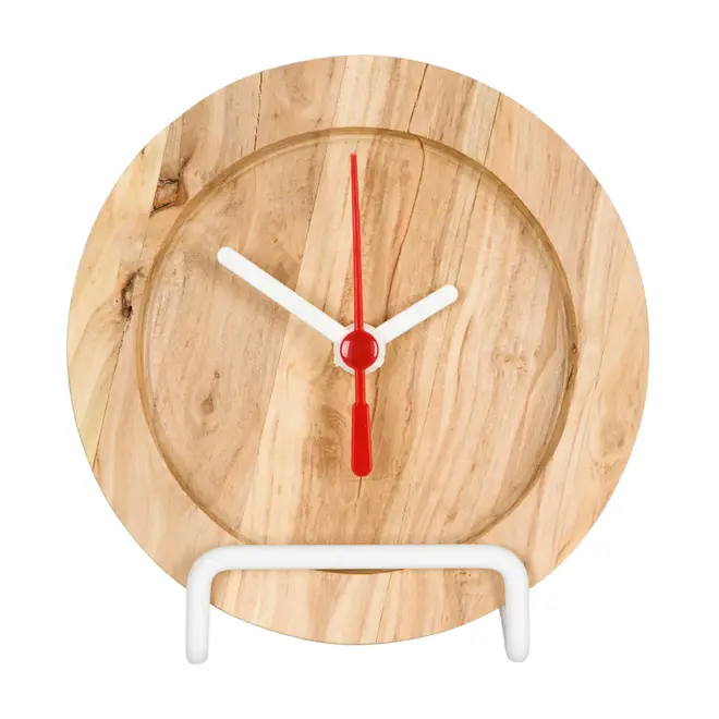 RELÓGIO DE MESA CAFEZAL 12 CM - KAFE MADEIRA/BRANCO - Foto 1