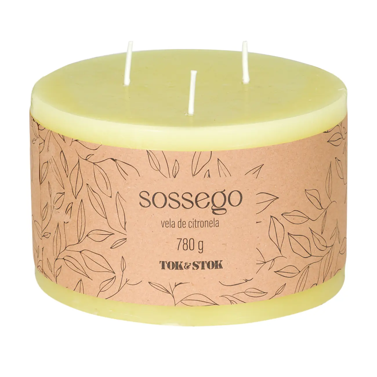 VELA PILAR CITRONELA SOSSEGO - AMARELO - Foto 1