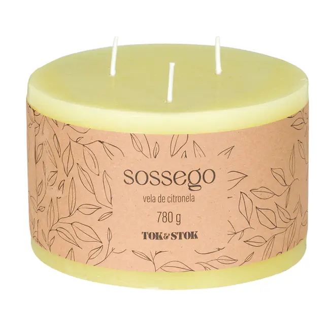 VELA PILAR CITRONELA SOSSEGO - AMARELO - Foto 1