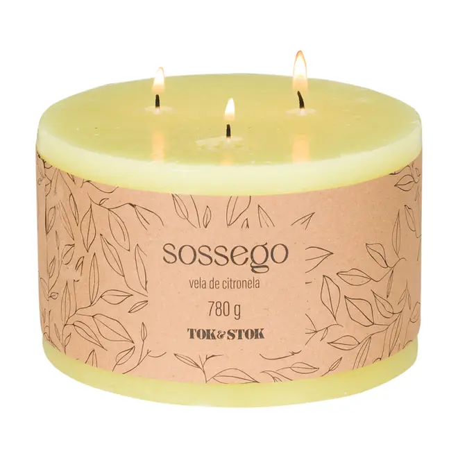 VELA PILAR CITRONELA SOSSEGO - AMARELO - Foto 2