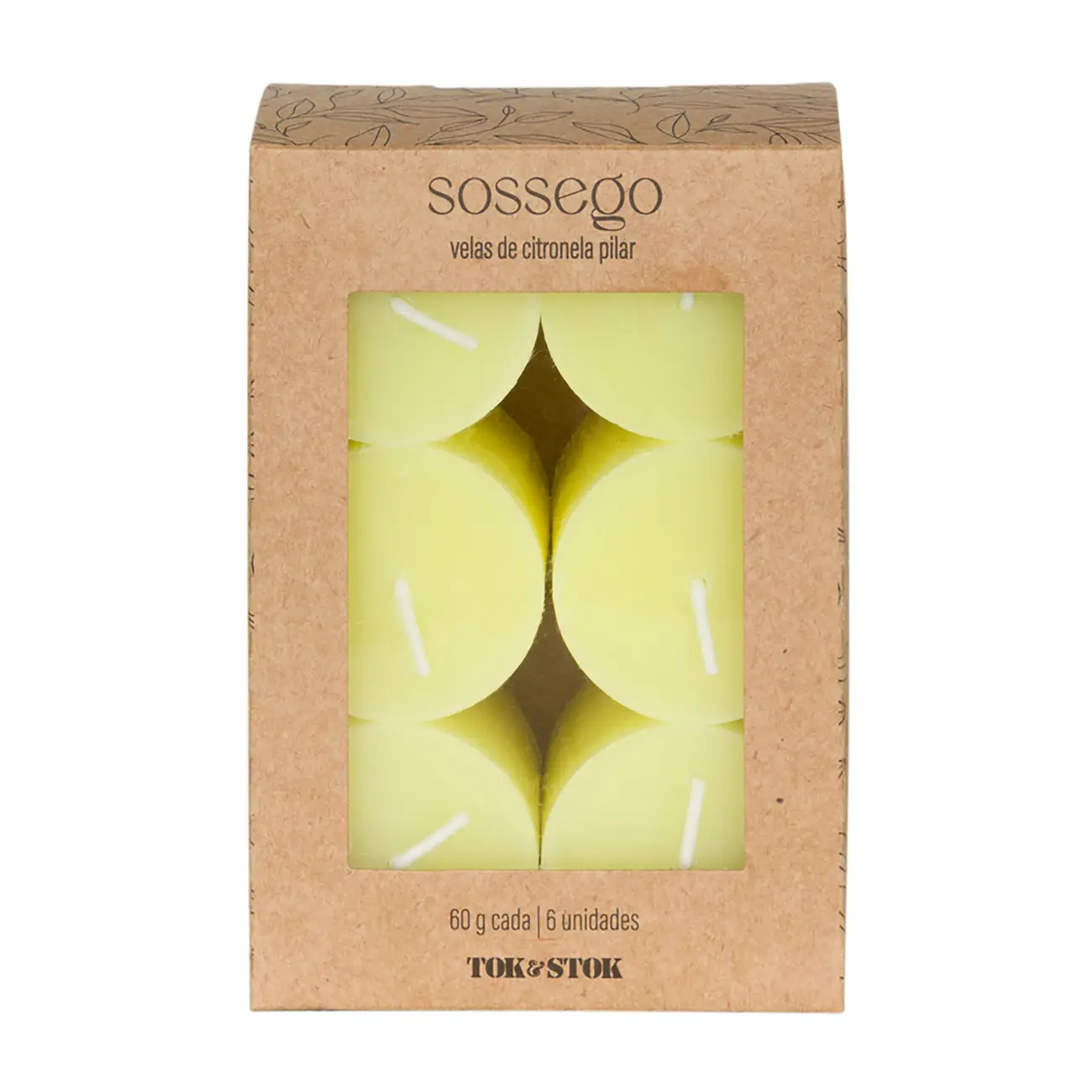 VELA PILAR CITRONELA COM 6 SOSSEGO MINI - AMARELO - Foto 1