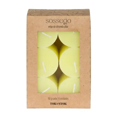 VELA PILAR CITRONELA COM 6 SOSSEGO MINI