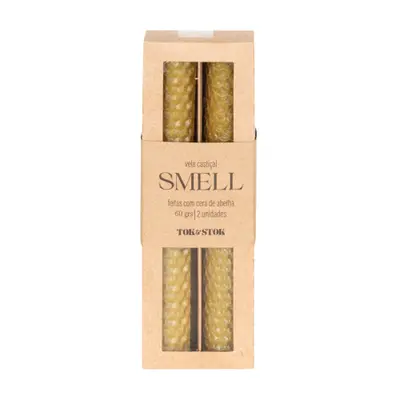 VELA CASTIÇAL CERA DE ABELHA COM 2 SMELL