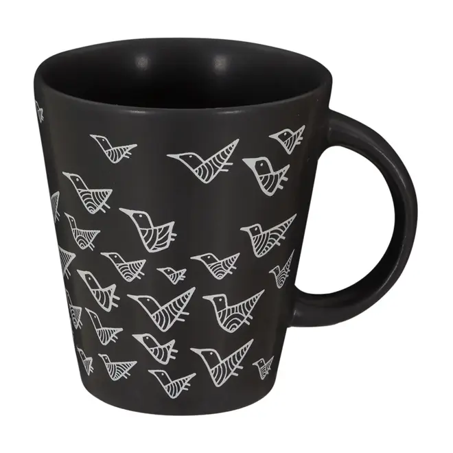 CANECA 200 ML RESPIRO PÁSSAROS I - PRETO/NATURAL - Foto 1