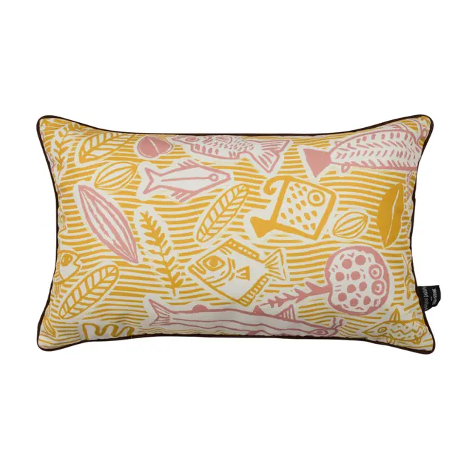 ALMOFADA DUPLA FACE 50 CM X 32 CM DABUKURI PIRACEMA - MARROM/ZAFRON - Foto 1
