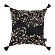 CAPA DE ALMOFADA 43 CM X 43 CM ANTI-HESITAÇÃO - PRETO/ OFFWHITE - Foto 1