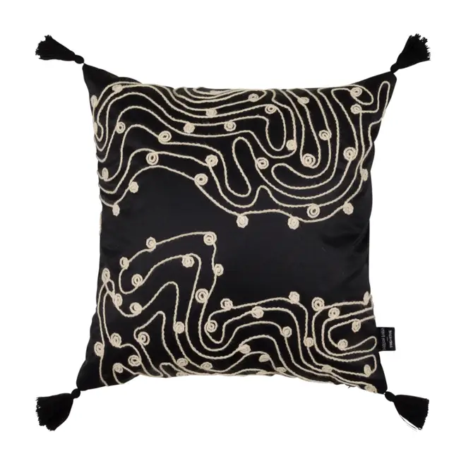 CAPA DE ALMOFADA 43 CM X 43 CM ANTI-HESITAÇÃO - PRETO/ OFFWHITE - Foto 1