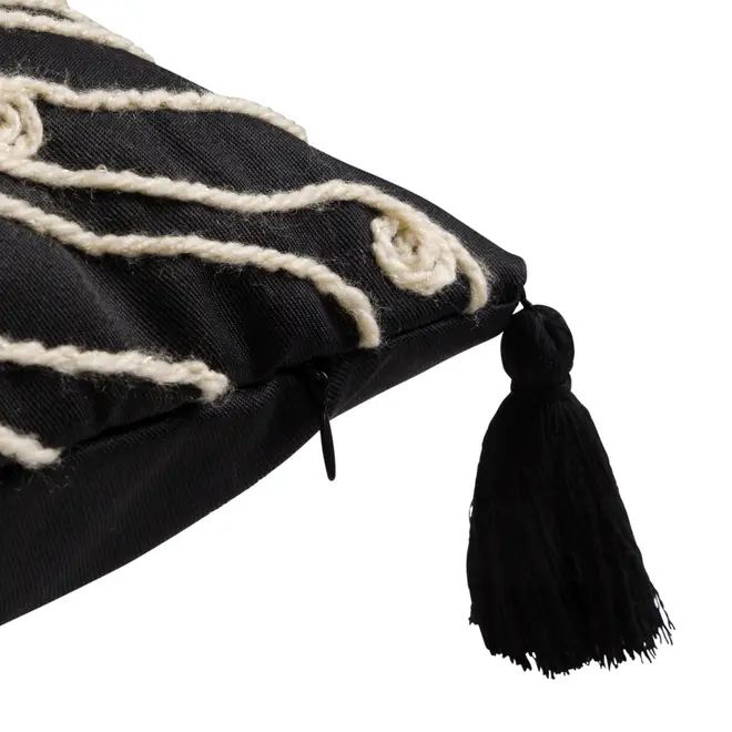 CAPA DE ALMOFADA 43 CM X 43 CM ANTI-HESITAÇÃO - PRETO/ OFFWHITE - Foto 5