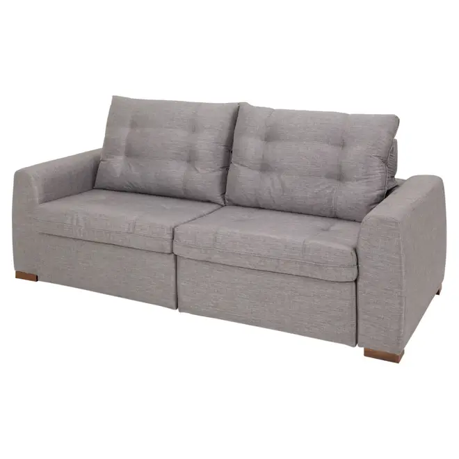 SOFÁ RETRÁTIL E RECLINÁVEL 3 LUGARES DOHA STITCH - POLI CINZA - Foto 3