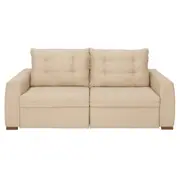 SOFÁ RETRÁTIL E RECLINÁVEL 3 LUGARES DOHA STITCH - POLI BEGE - Foto 1