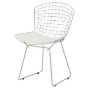CADEIRA DE JANTAR COM ALMOFADA BERTOIA - CROMADO/BRANCO - Foto 1