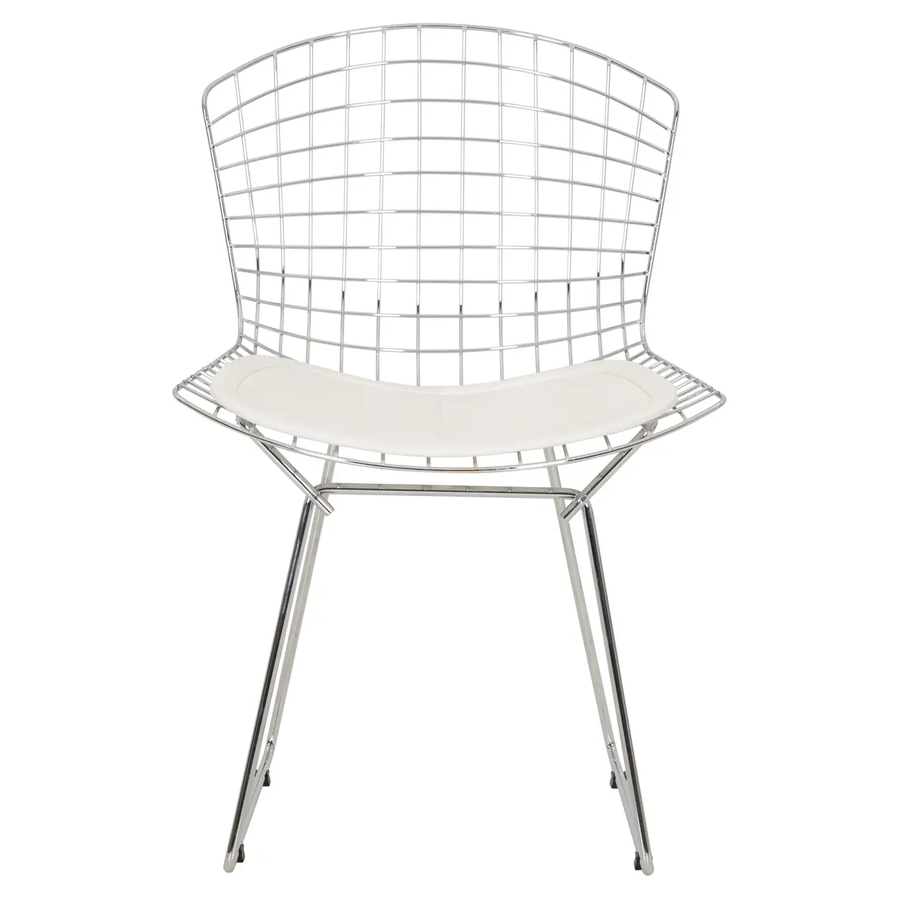 CADEIRA DE JANTAR COM ALMOFADA BERTOIA - CROMADO/BRANCO - Foto 2