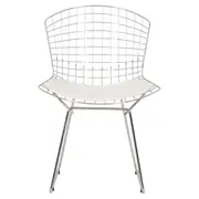 CADEIRA DE JANTAR COM ALMOFADA BERTOIA - CROMADO/BRANCO - Foto 2