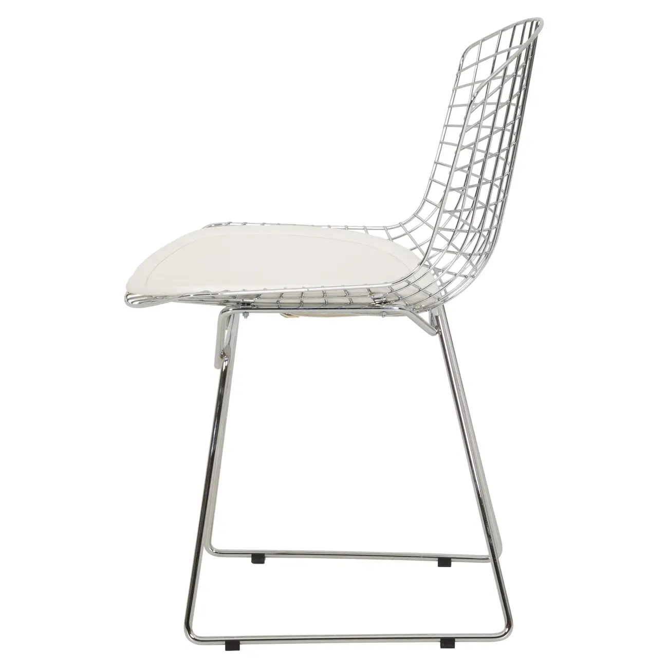 CADEIRA DE JANTAR COM ALMOFADA BERTOIA - CROMADO/BRANCO - Foto 3