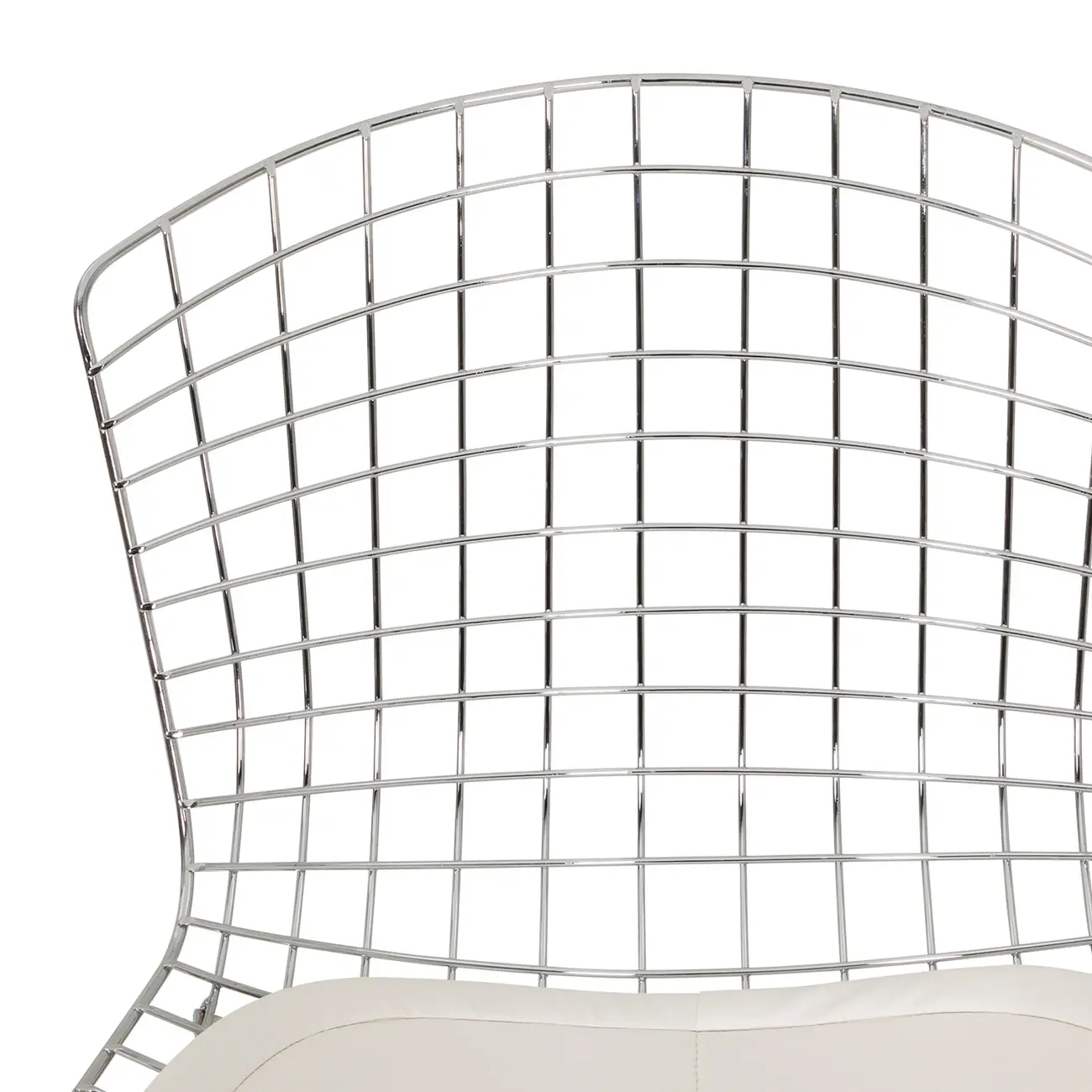 CADEIRA DE JANTAR COM ALMOFADA BERTOIA - CROMADO/BRANCO - Foto 4