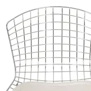 CADEIRA DE JANTAR COM ALMOFADA BERTOIA - CROMADO/BRANCO - Foto 4