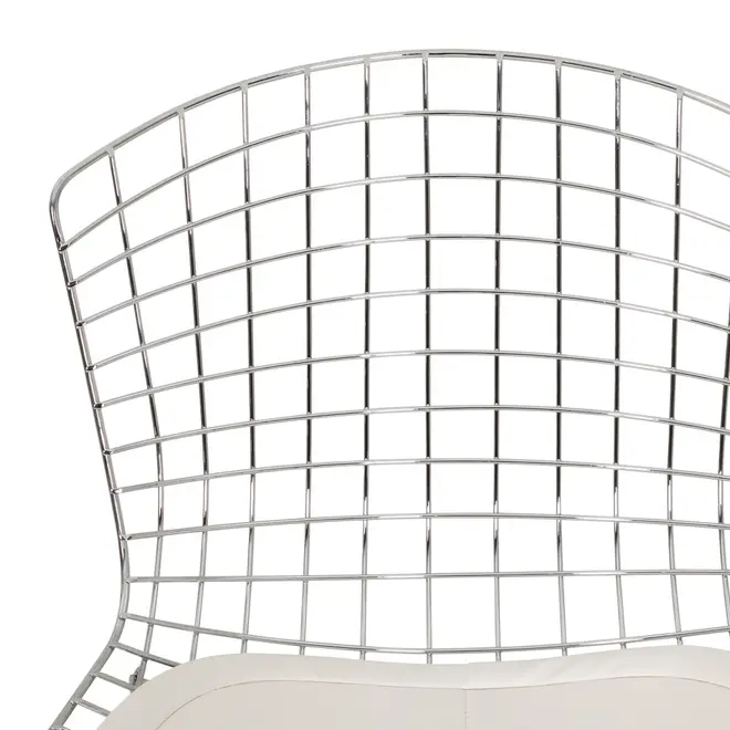 CADEIRA DE JANTAR COM ALMOFADA BERTOIA - CROMADO/BRANCO - Foto 4