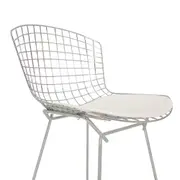 CADEIRA DE JANTAR COM ALMOFADA BERTOIA - CROMADO/BRANCO - Foto 5