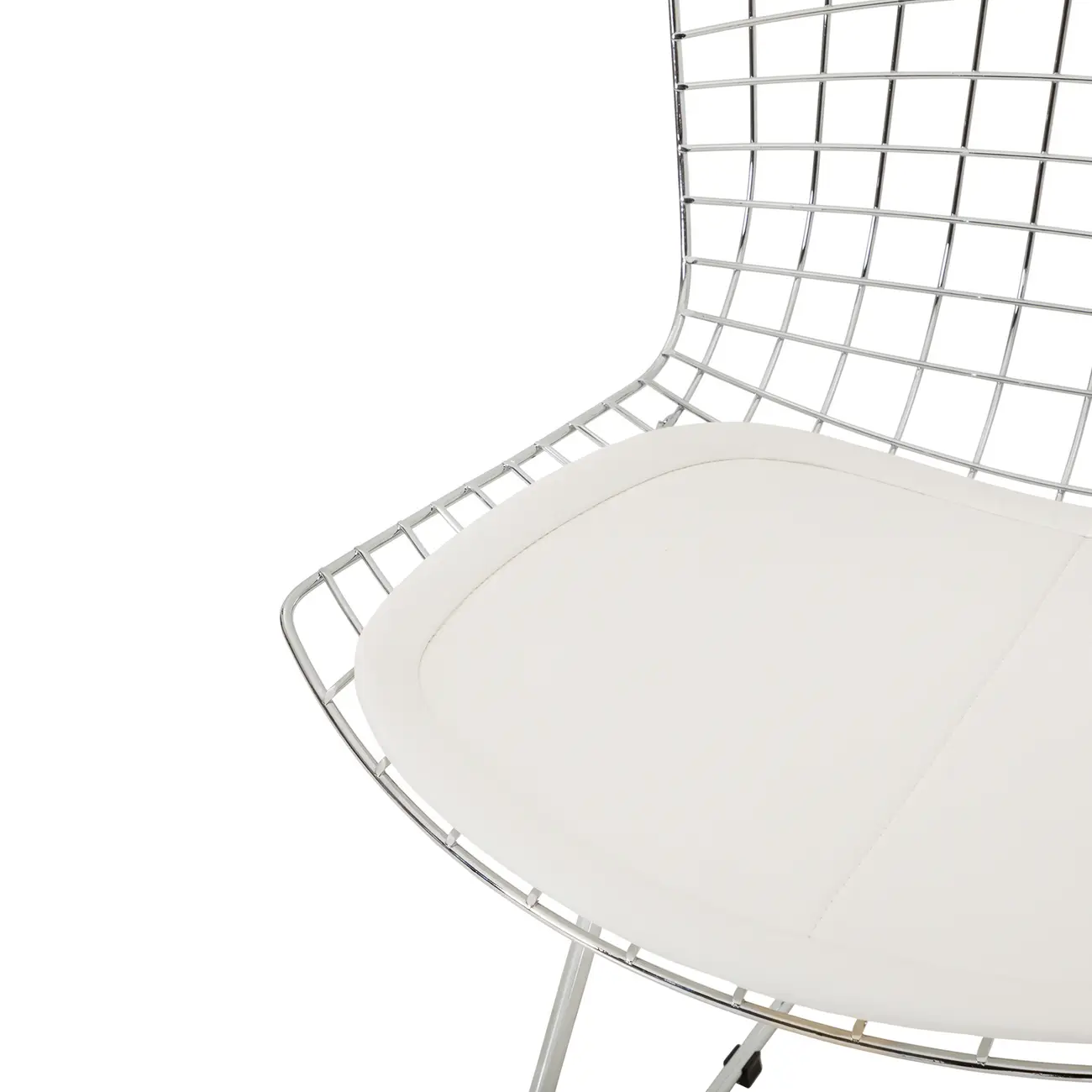 CADEIRA DE JANTAR COM ALMOFADA BERTOIA - CROMADO/BRANCO - Foto 6