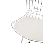 CADEIRA DE JANTAR COM ALMOFADA BERTOIA - CROMADO/BRANCO - Foto 6