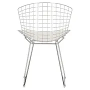 CADEIRA DE JANTAR COM ALMOFADA BERTOIA - CROMADO/BRANCO - Foto 7