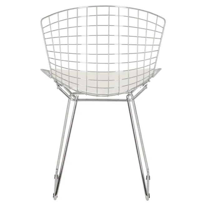 CADEIRA DE JANTAR COM ALMOFADA BERTOIA - CROMADO/BRANCO - Foto 7