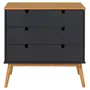 BRIA CÔMODA 3 GAVETAS 80 CM X 40 CM - GRAFITE/AMÊNDOA - Foto 1