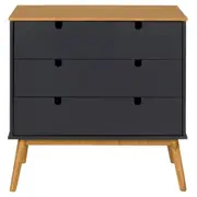 BRIA CÔMODA 3 GAVETAS 80 CM X 40 CM - GRAFITE/AMÊNDOA - Foto 1