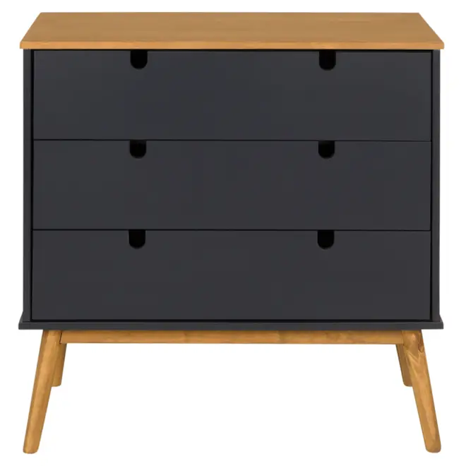 BRIA CÔMODA 3 GAVETAS 80 CM X 40 CM - GRAFITE/AMÊNDOA - Foto 1