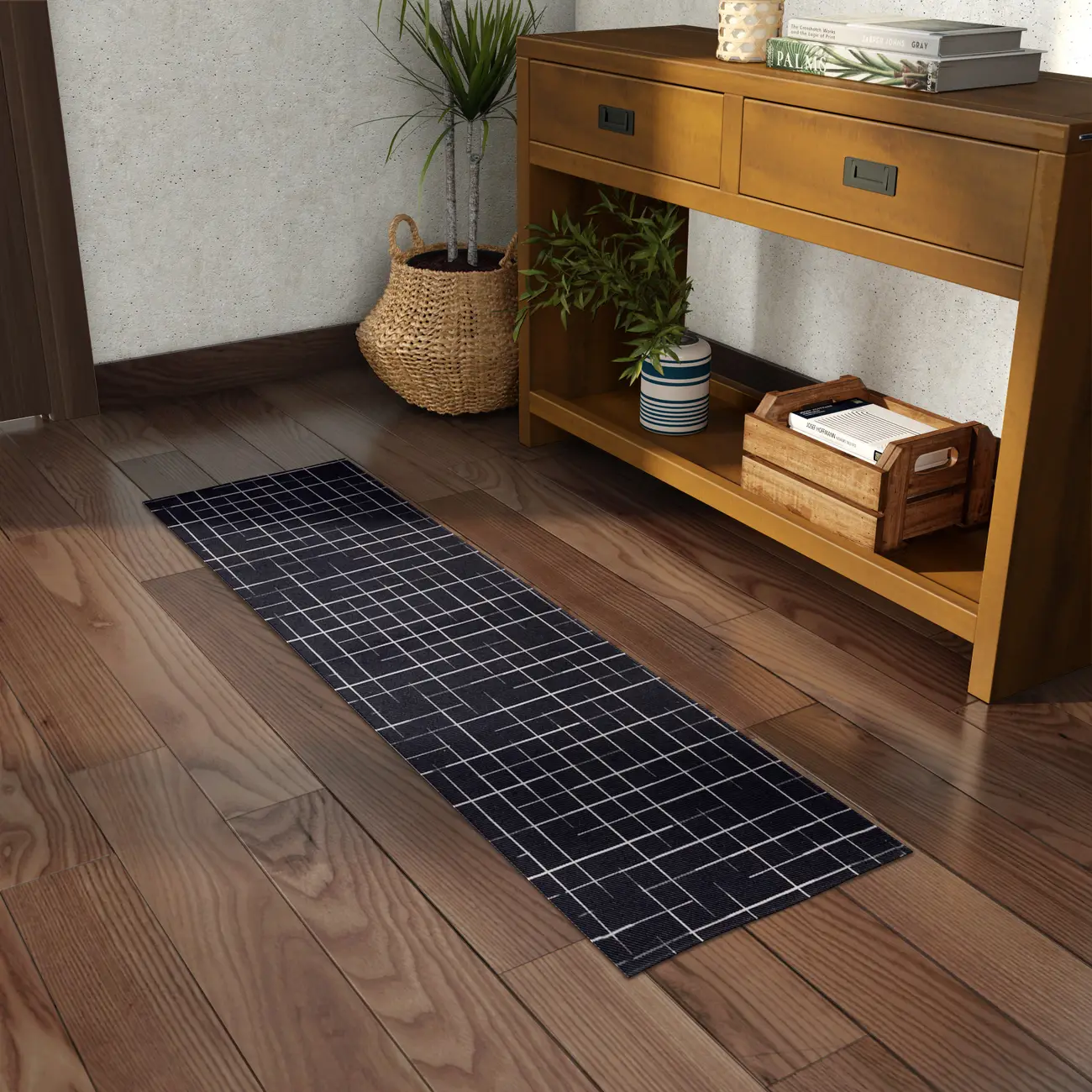 TAPETE 1,50 M X 40 CM ALFENAS - AZUL ESCURO/BRANCO - Foto 6