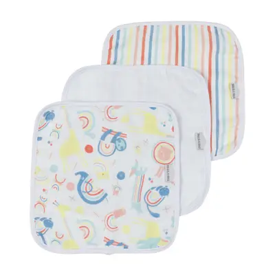 KIT TOALHA DE BOCA 25 CM X 25 CM COM 3 ARCA-ÍRIS